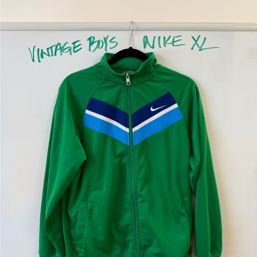 Nike Green Jacket with Blue and White Accents